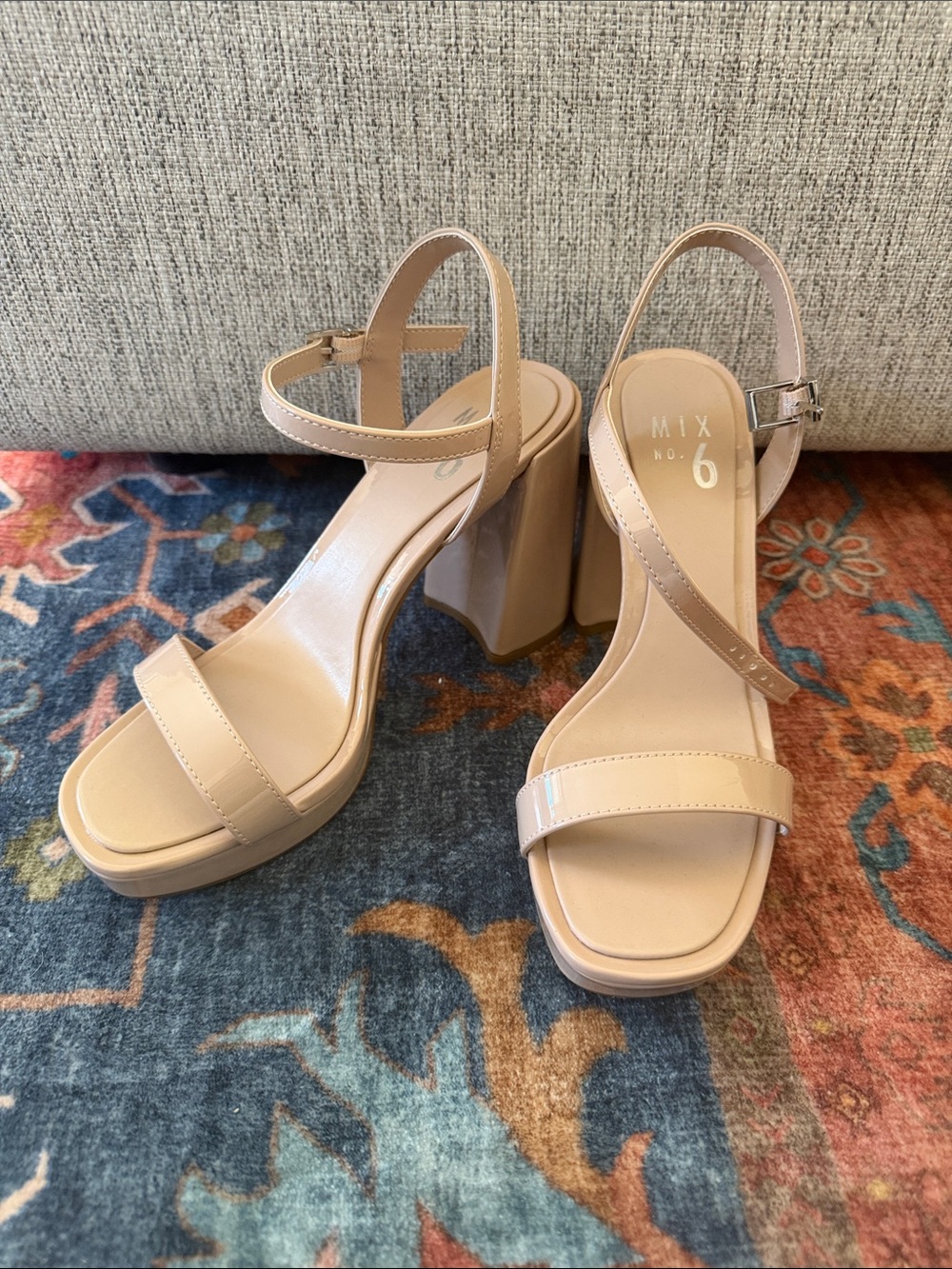 Mix No. 6 Blush Patent Block Heel Sandals